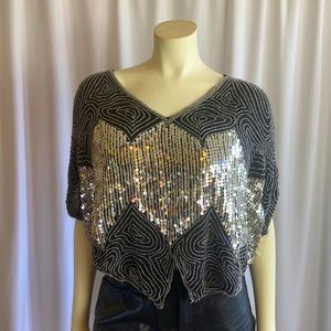 (VINTAGE) Silk & Beaded Top